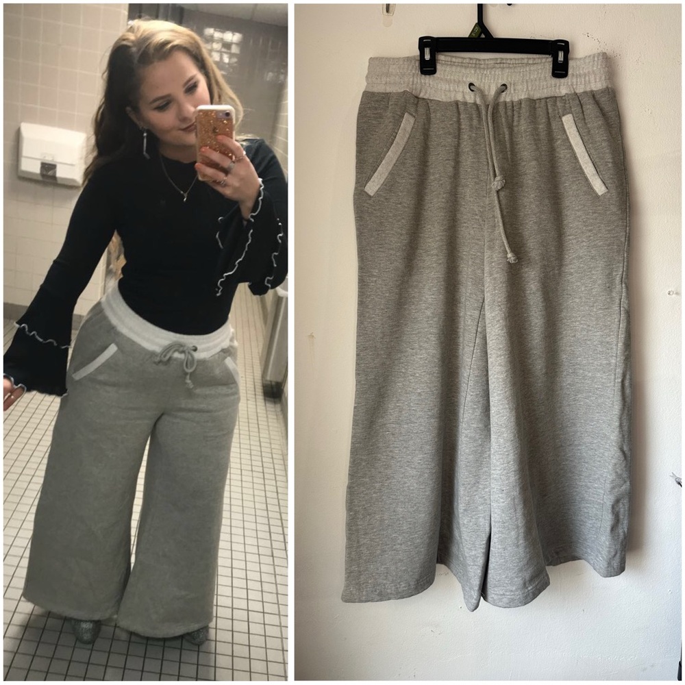 Free People Intimately Gray Wide-Leg Low Waist Sweatpants
